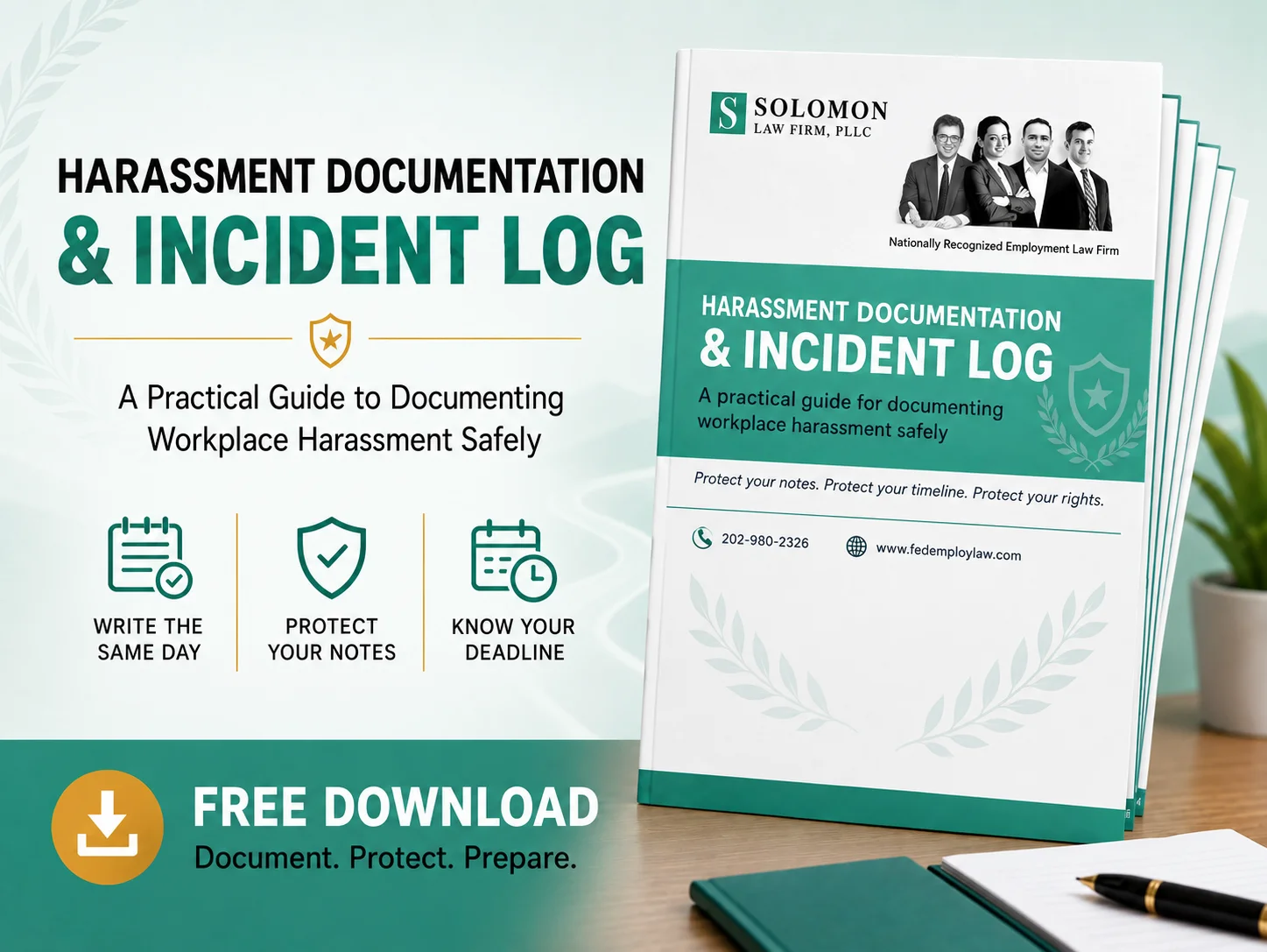 Harassment Documentation and Incident Log Free Download Graphic for Website